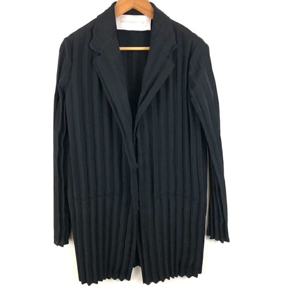 Piazza Sempione Black Pleated Long Jacket 4 - Picture 1 of 10